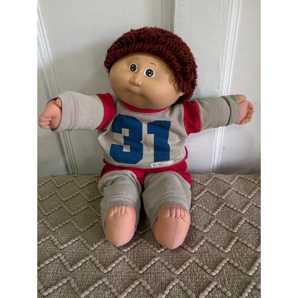 Vintage 1985 Cabbage Patch Kid Doll Boy Brown Curly Hair